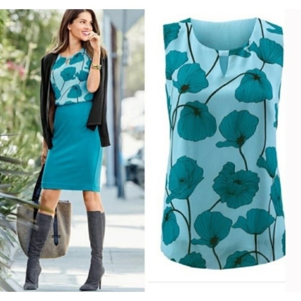 CAbi Poppy floral sleeveless top style #3268 sz XS
